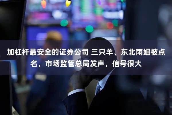 加杠杆最安全的证券公司 三只羊、东北雨姐被点名,市场监管总局发声,信号很大